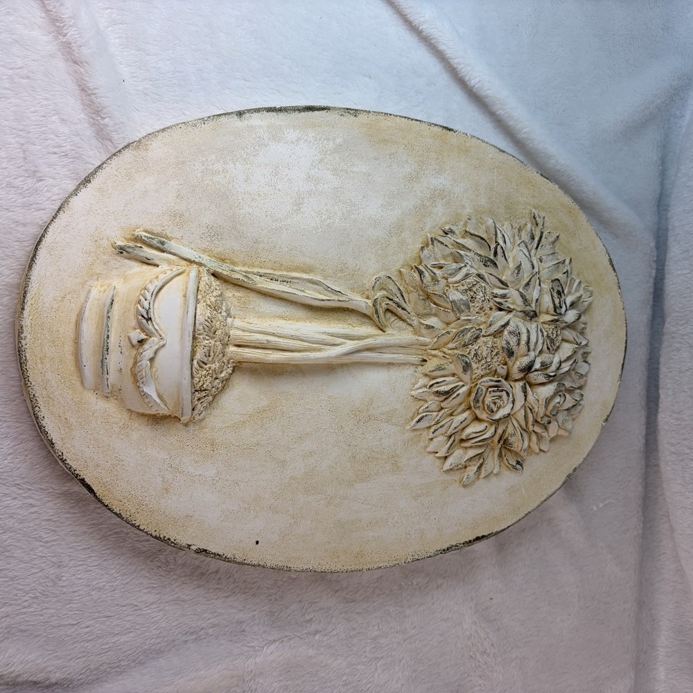 Vintage Momo Mitrovich Canada Scents Floral Plaster Relief Wall Plaque Shabby
